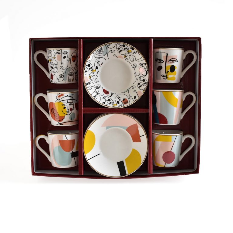 Coffret de 6 tasses à café design - porcelaine de Limoges